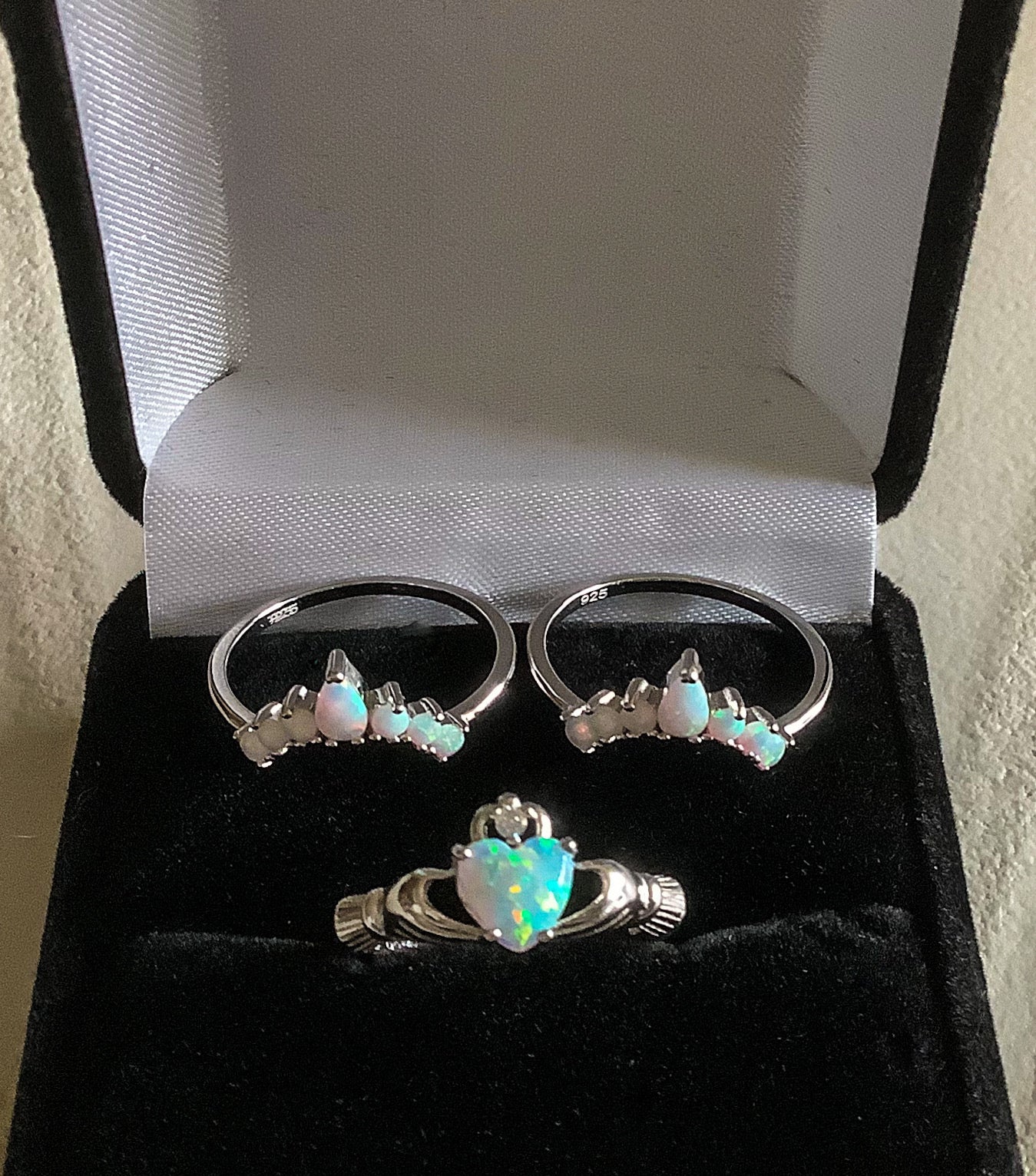 Claddagh ring Opal Claddagh ring set Unique Claddagh ring Irish engagement ring.