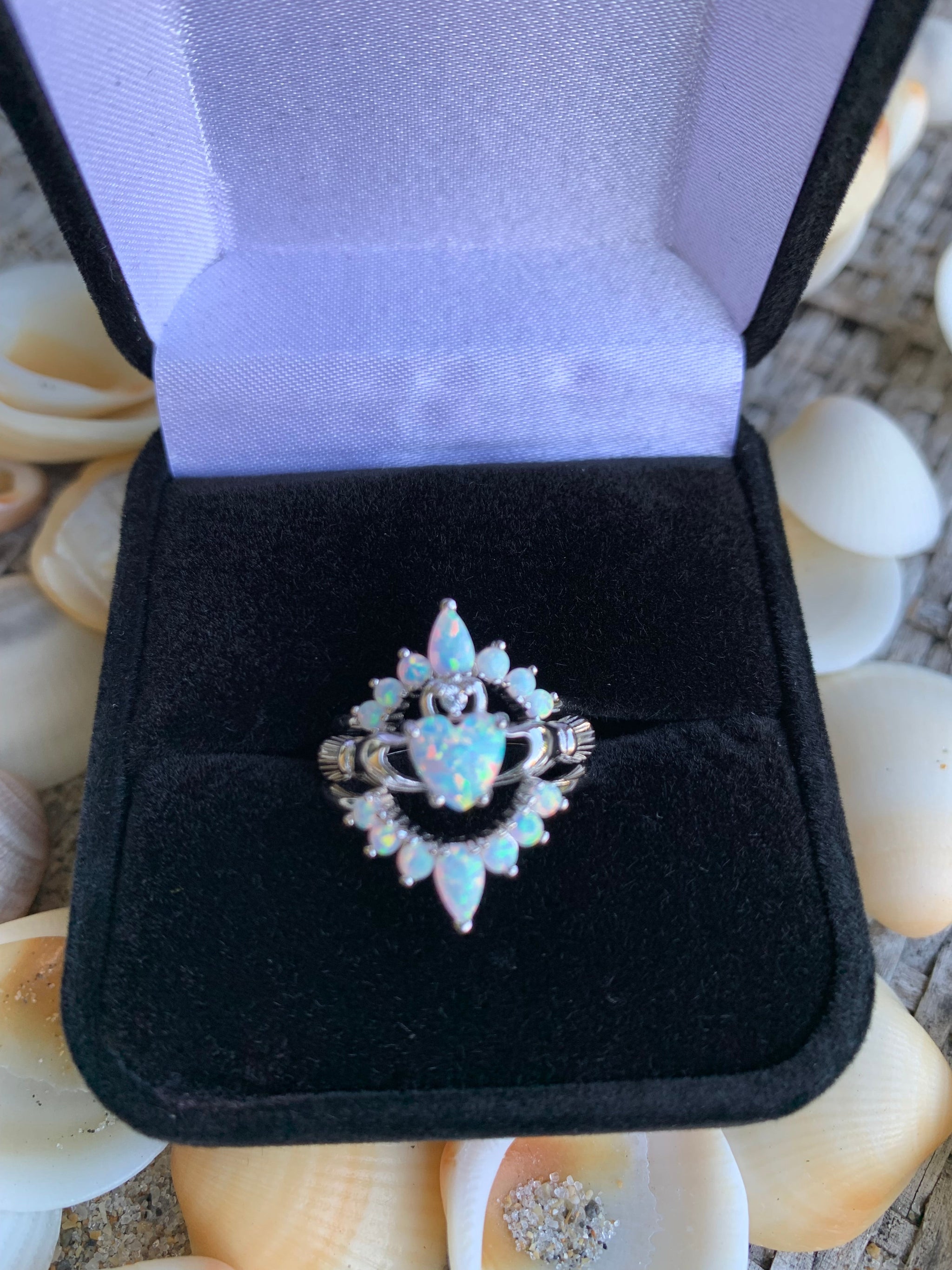 Claddagh ring Opal Claddagh ring set Unique Claddagh ring Irish engagement ring.