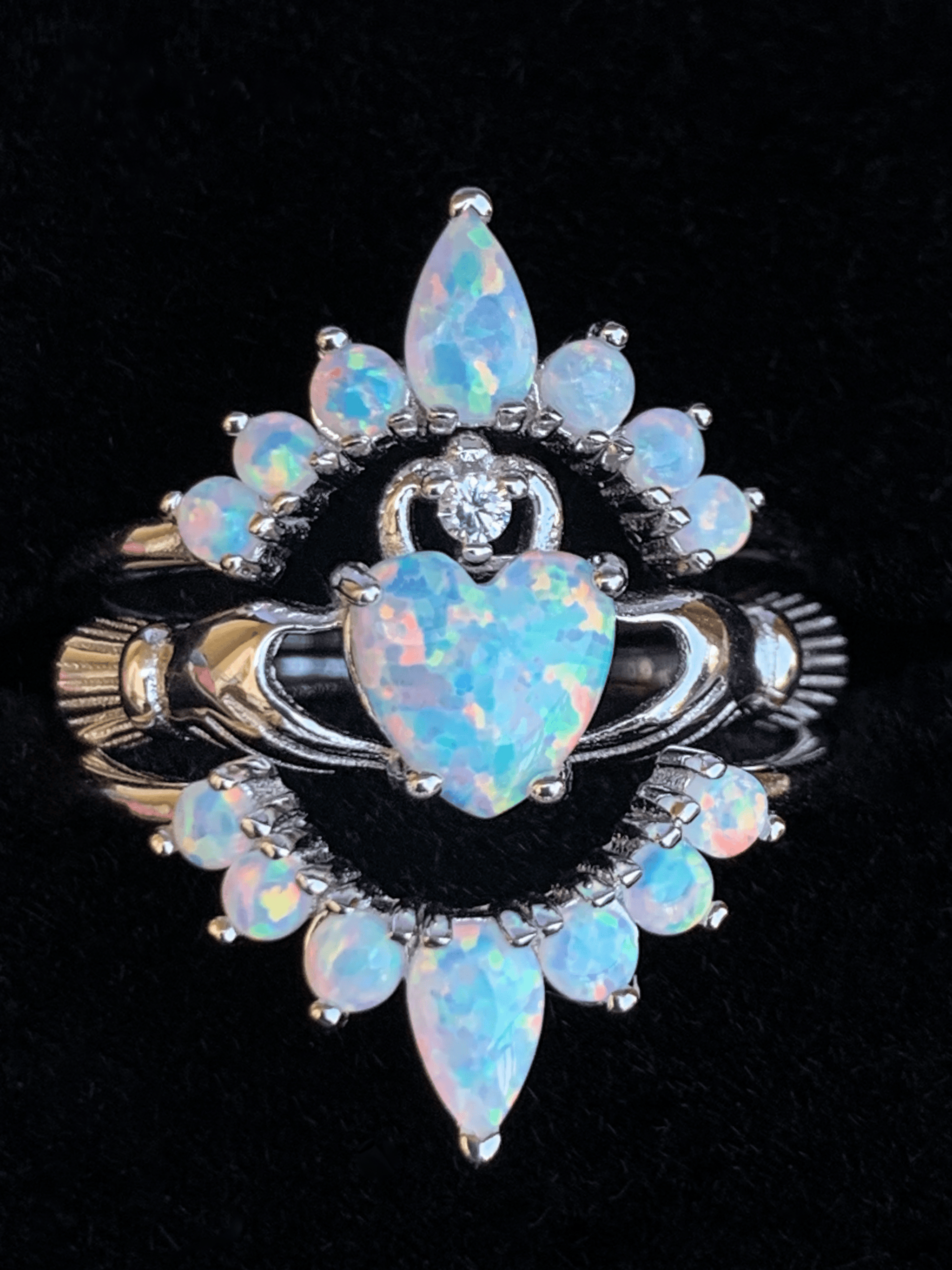 Claddagh ring Opal Claddagh ring set Unique Claddagh ring Irish engagement ring.