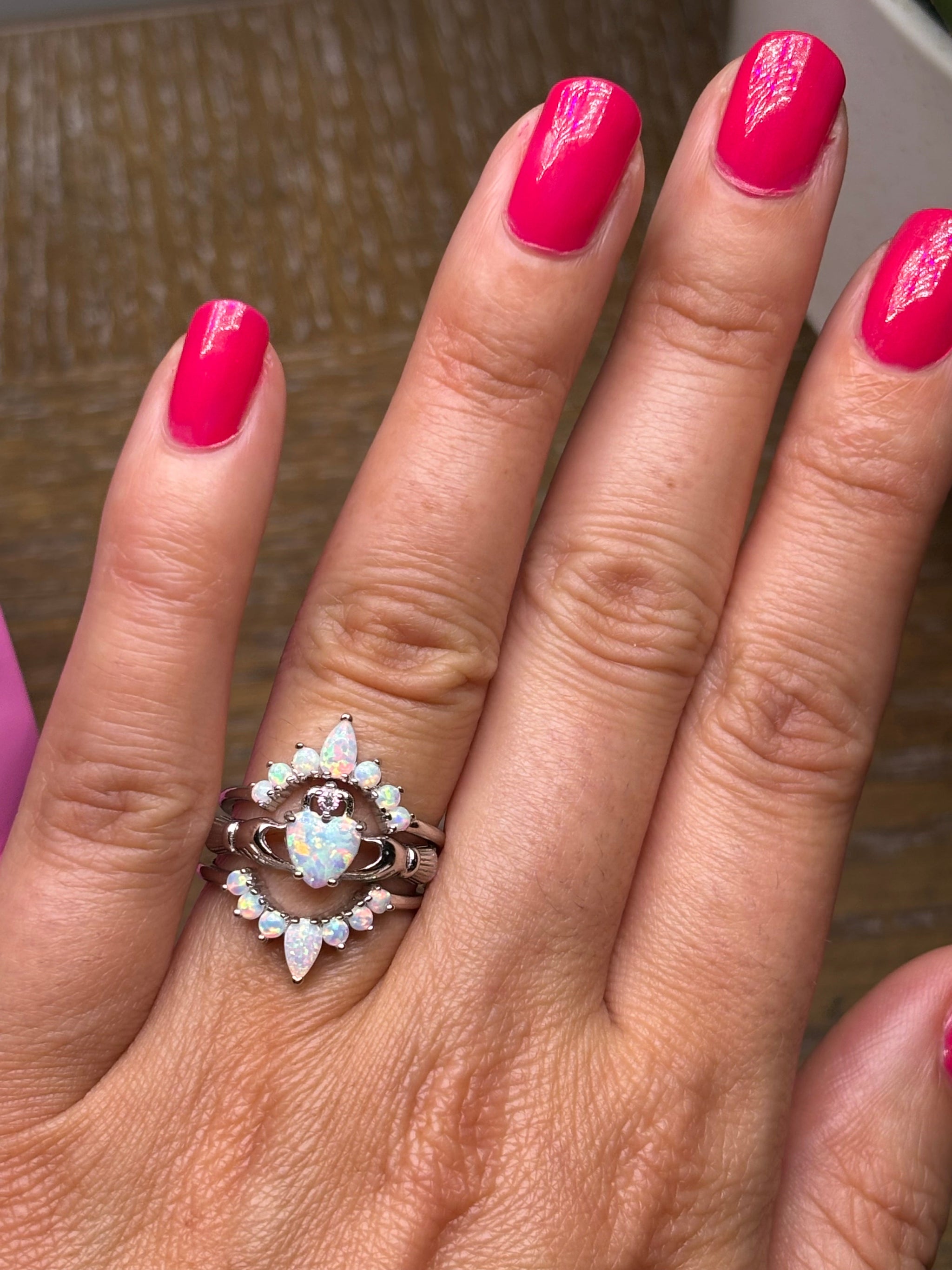 Claddagh ring Opal Claddagh ring set Unique Claddagh ring Irish engagement ring.