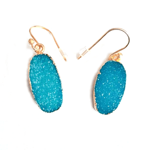 Aqua Blue Druzy Earrings