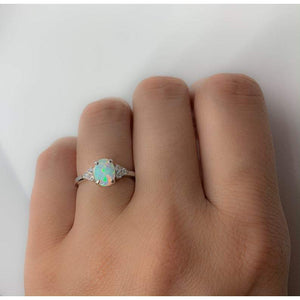 White Opal Promise Ring | White Opal Engagement Ring