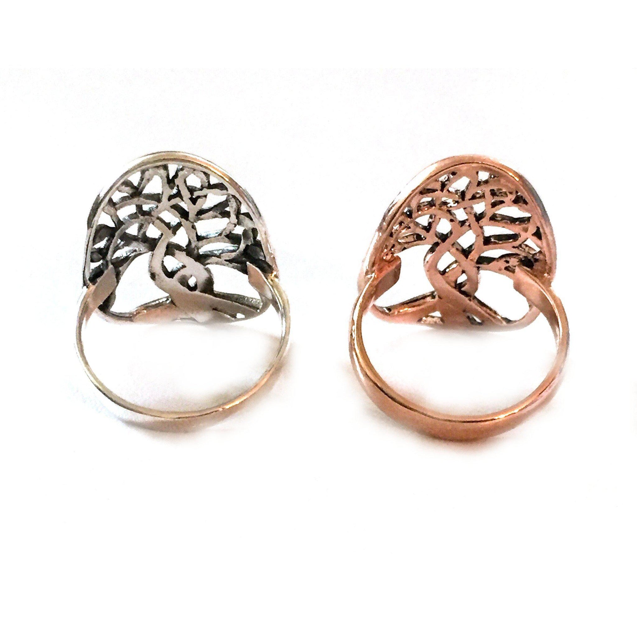 Tree of Life Ring Set in Sterling Silver or Rose Gold