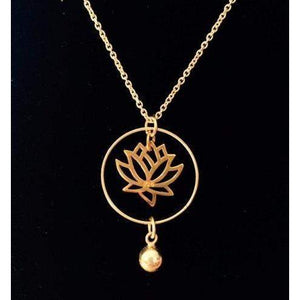 Gold Lotus Necklace-Sterling Silver Circle Necklace,Large Lotus Necklace