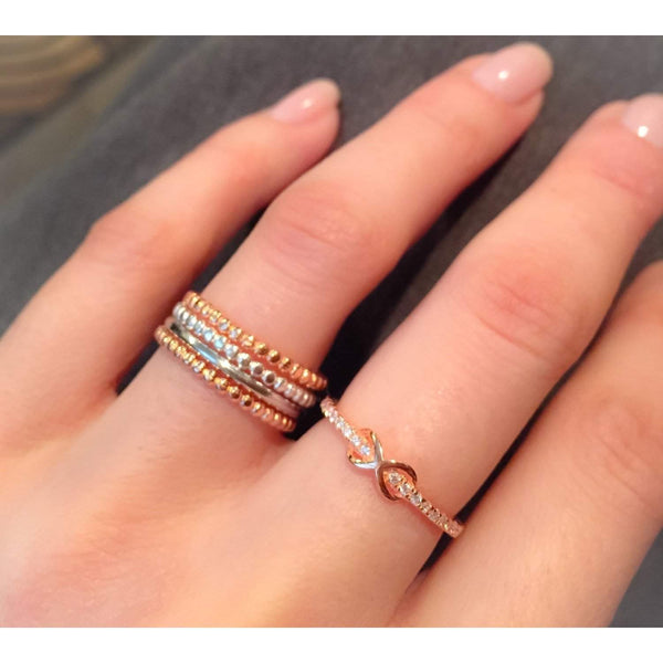 10k Rose Gold Infinity Ring - High Polish Figure 8 Design, Size 7, Gift Ready