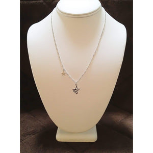 Sterling Silver Dove & Star Charm Necklace