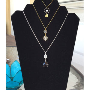 Gold Lotus Necklace and Sparkling Silver Druzy