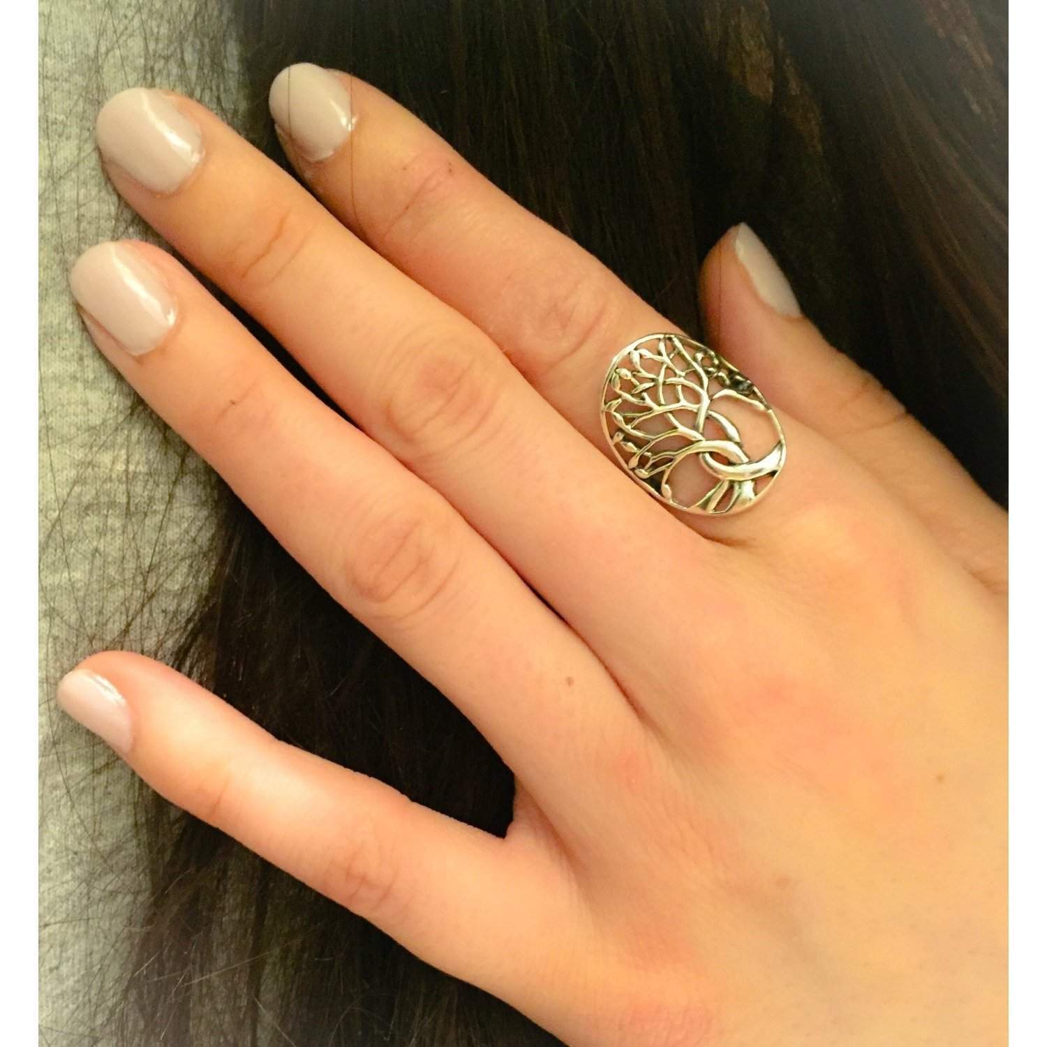 Tree of Life Ring Set in Sterling Silver or Rose Gold