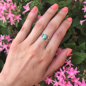 Turquoise Sterling Silver Scroll Ring