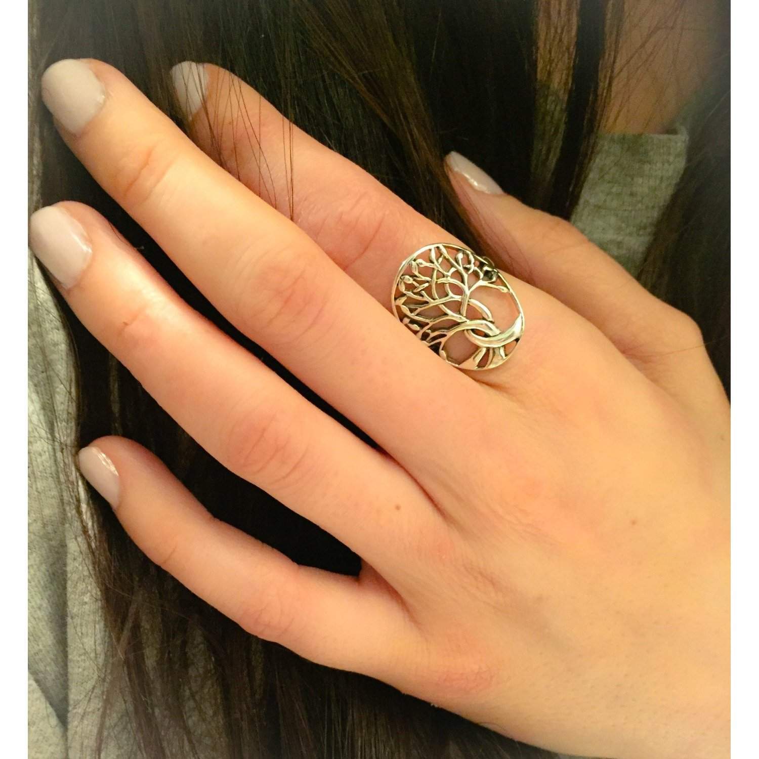 Tree of Life Ring Set in Sterling Silver or Rose Gold