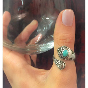 Turquoise Sterling Silver Spoon Ring