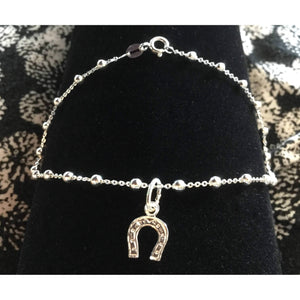 Horseshoe ankle bracelet,silver anklet with horseshoe charm Sterling silver anklet,