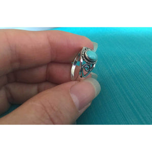 Turquoise Sterling Silver Scroll Ring