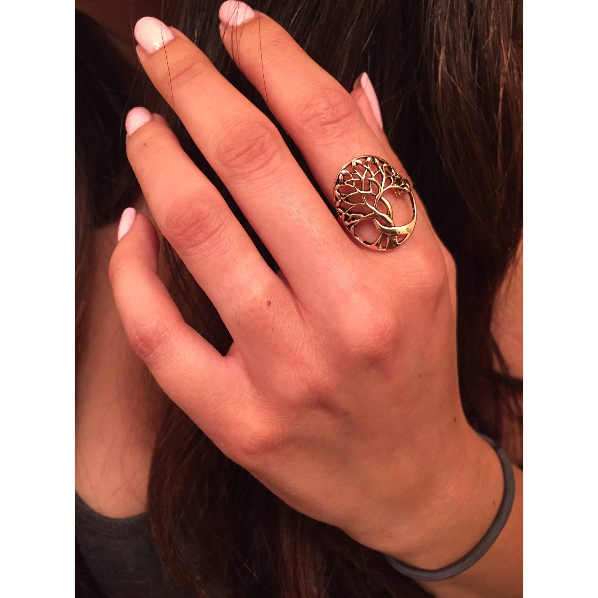Rose Gold Tree of Life Ring-Tree of Life Statement Ring