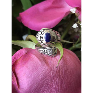 Spoon Ring-Blue Sodalite Spoon Ring-Sterling Silver Spoon Ring
