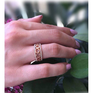 Rose Gold CZ Heart Eternity Band