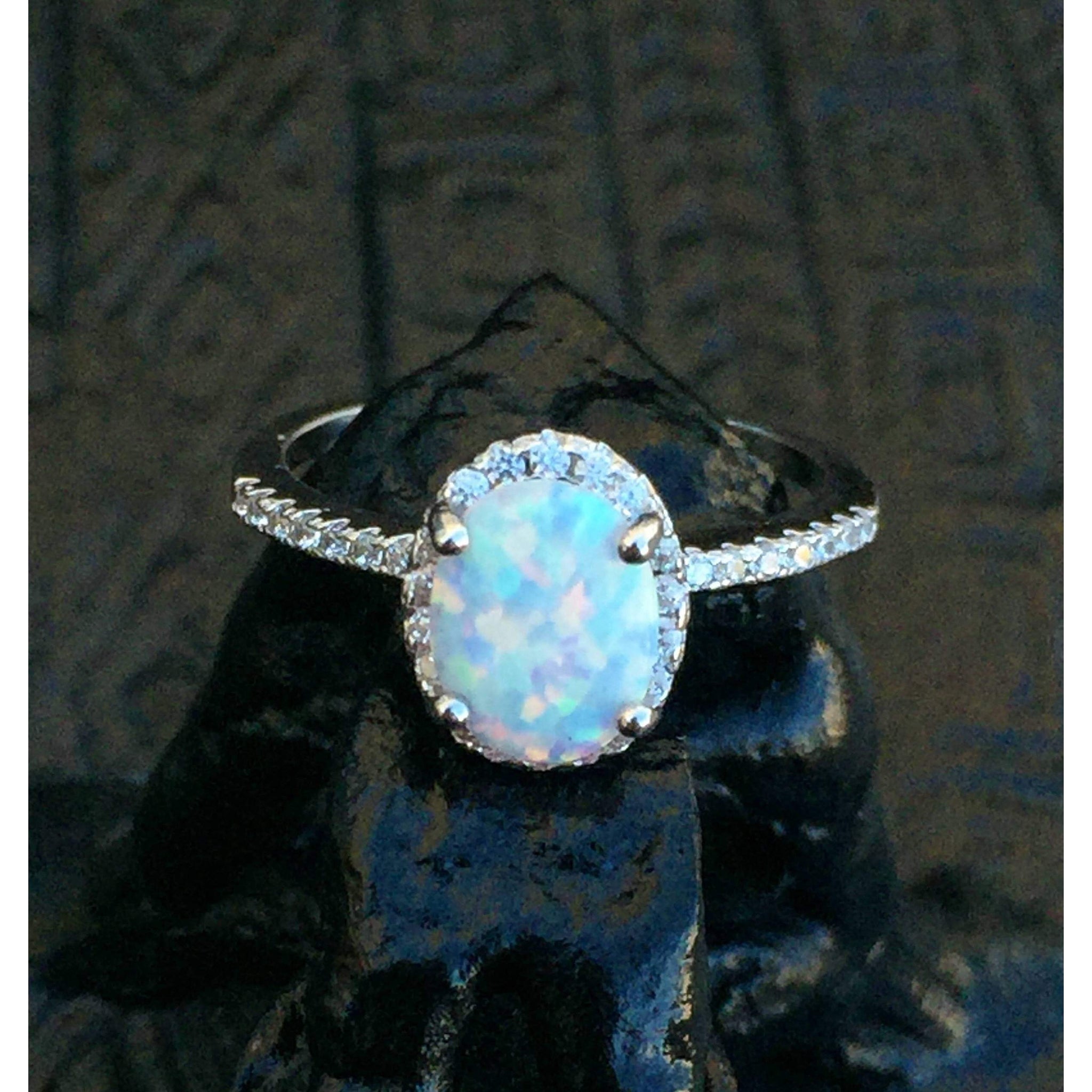 White Fire Opal Ring
