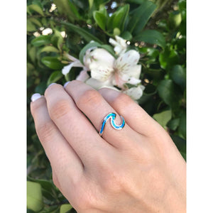 Blue Opal Wave with Sterling Silver Ring