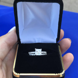 Princess Cut Diamond Ring Set-Square Engagement Wedding Set
