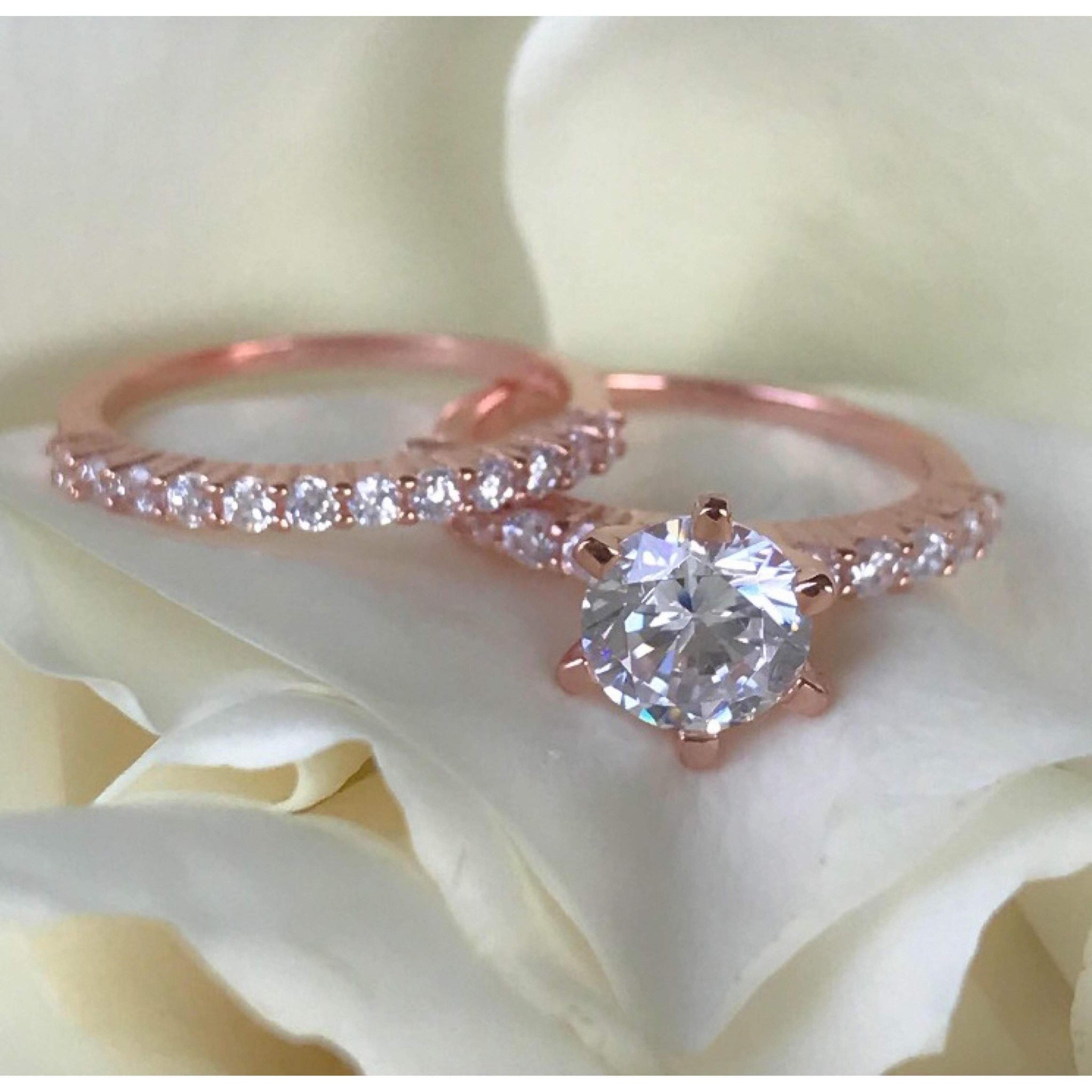 Rose Gold Wedding Rings-2 Carat Diamond Engagement -Solitaire Engagement Ring