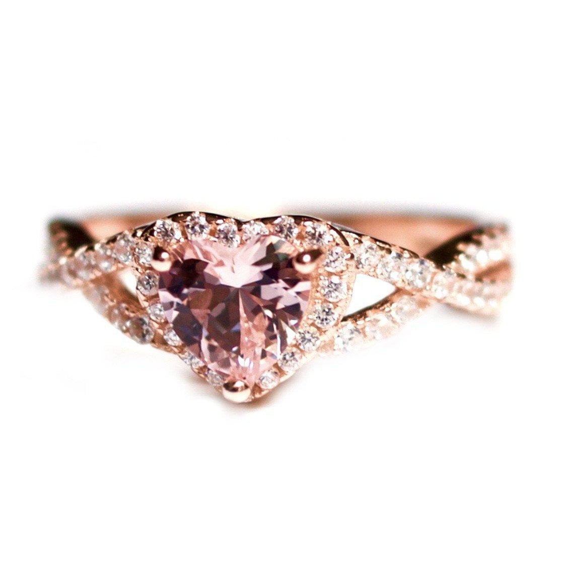 Morganite Heart Ring-Rose Gold Infinity Heart and CZ Ring