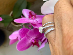Engagement ring Pear shape ring sterling silver,3 ring set Dainty ring