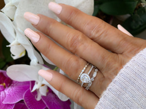 Engagement ring Pear shape ring sterling silver,3 ring set Dainty ring