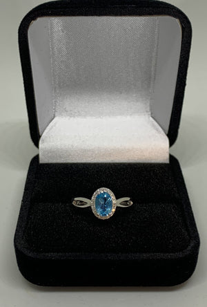 Genuine Blue Topaz Oval Ring