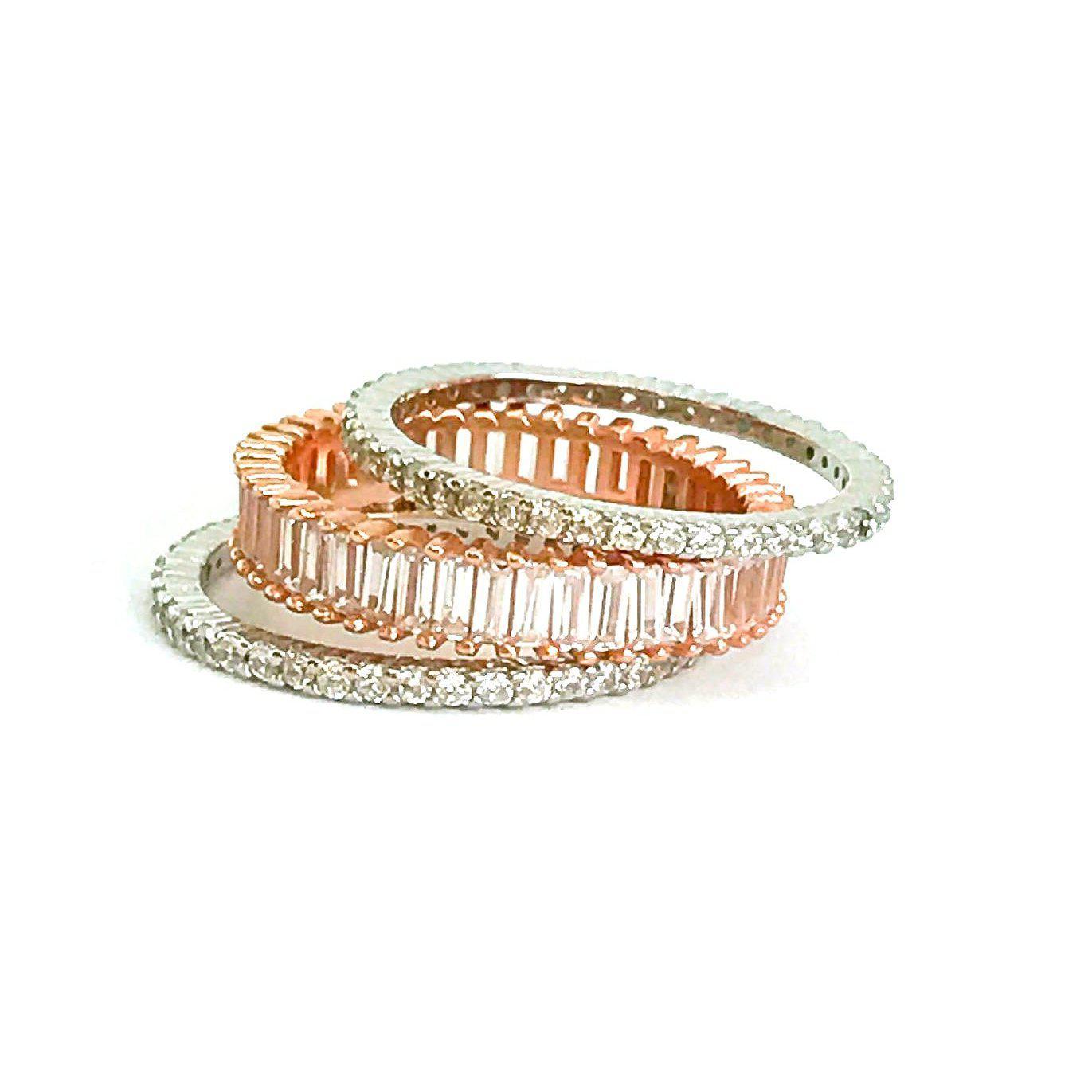 Rose Gold Eternity Rings Diamond Stack Rings Baguette Ring