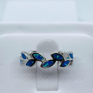 Blue Opal Leaf Ring
