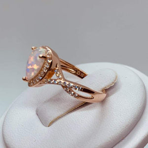 Rose Gold Opal Teardrop Promise Ring