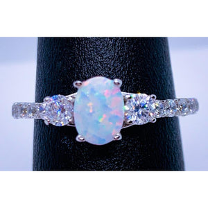 White Opal Petite Engagement Ring