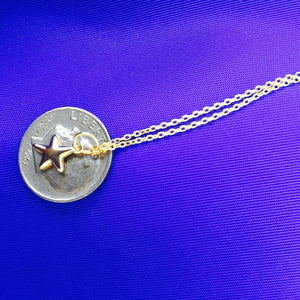 TIny Necklace, Small star necklace,Laying Gold Star Necklace