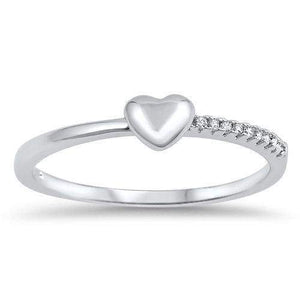 CZ Heart Eternity Band Ring-Sterling Silver Heart CZ Ring