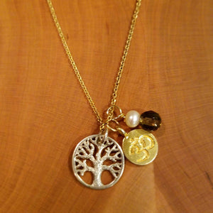 Tree of Life Necklace-Gold Om Necklace,pearl drop Necklace
