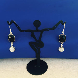 Sterling silver Black Onyx Earrings with druzys