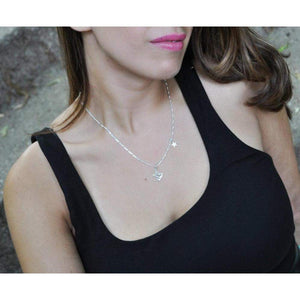 Sterling Silver Dove & Star Charm Necklace