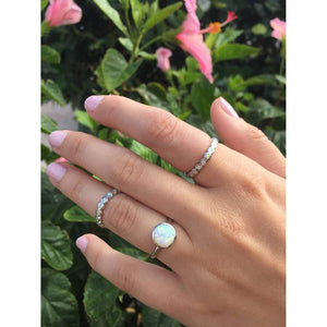 White Opal Eternity Band - Sterling Silver