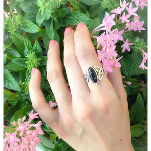 Celtic Knot Ring | Sterling Silver Black Onyx Ring