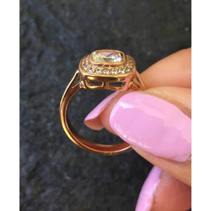 Cushion Cut Vintage Style Rose Gold Ring