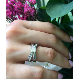 Diamond Engagement Ring-1/2 Carat Criss-Cross Engagement Ring