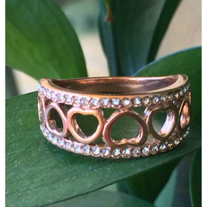 Rose Gold CZ Heart Eternity Band