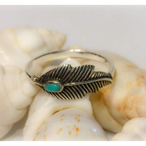 Turquoise Feather/Leaf Ring