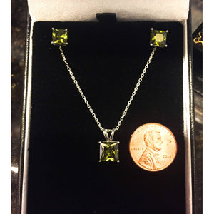 Peridot CZ Necklace and Earring Set