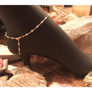 Sterling Silver Hamsa Ankle bracelet - Beaded anklet