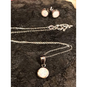 White Opal Necklace and Earring Set