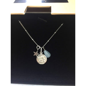 Silver Angel Necklace with Aquamarine & Star