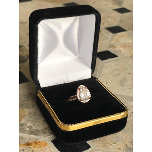 Large Teardrop Diamond Engagement Ring - Rose Gold