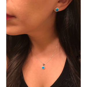 Opal Necklace and Earring Set-Blue Opal Necklace-Sterling Silver