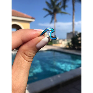Blue Opal Wave with Sterling Silver Ring
